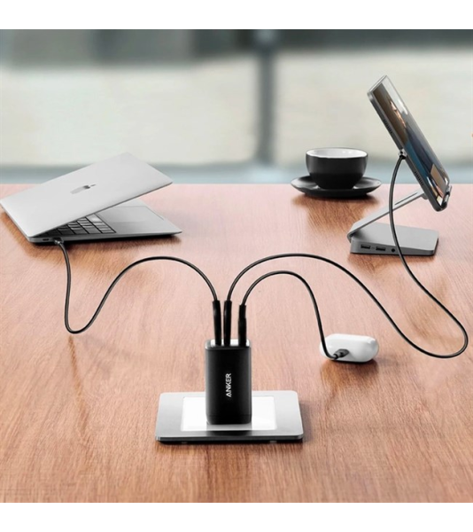 Adapter Sạc 3 cổng USB Type C PD QC 3.0 GaN 65W Anker PowerPort III Pod A2667