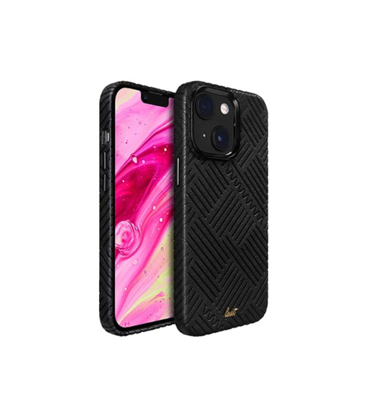 Ốp lưng cho iPhone 14 Nhựa dẻo Da PU Laut MOTIF Đen