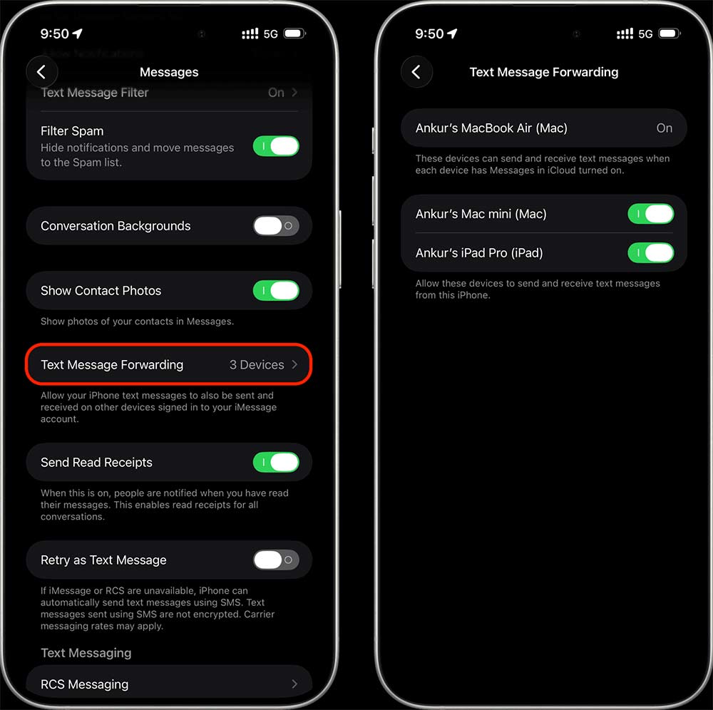 Cách sửa lỗi tin nhắn iPhone không chuyển tiếp trên Mac