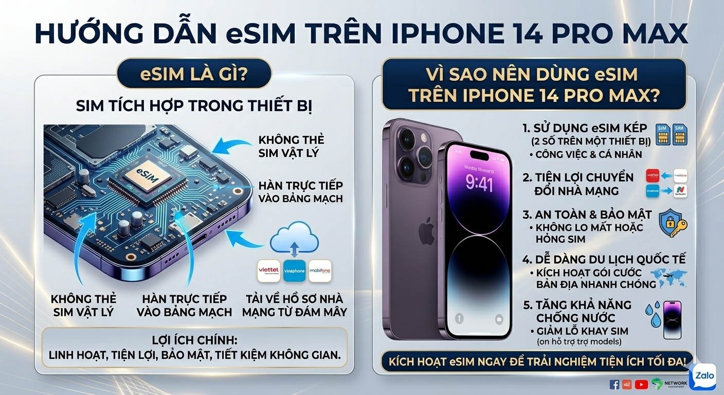 Cách cài eSIM trên iPhone 14 Pro Max