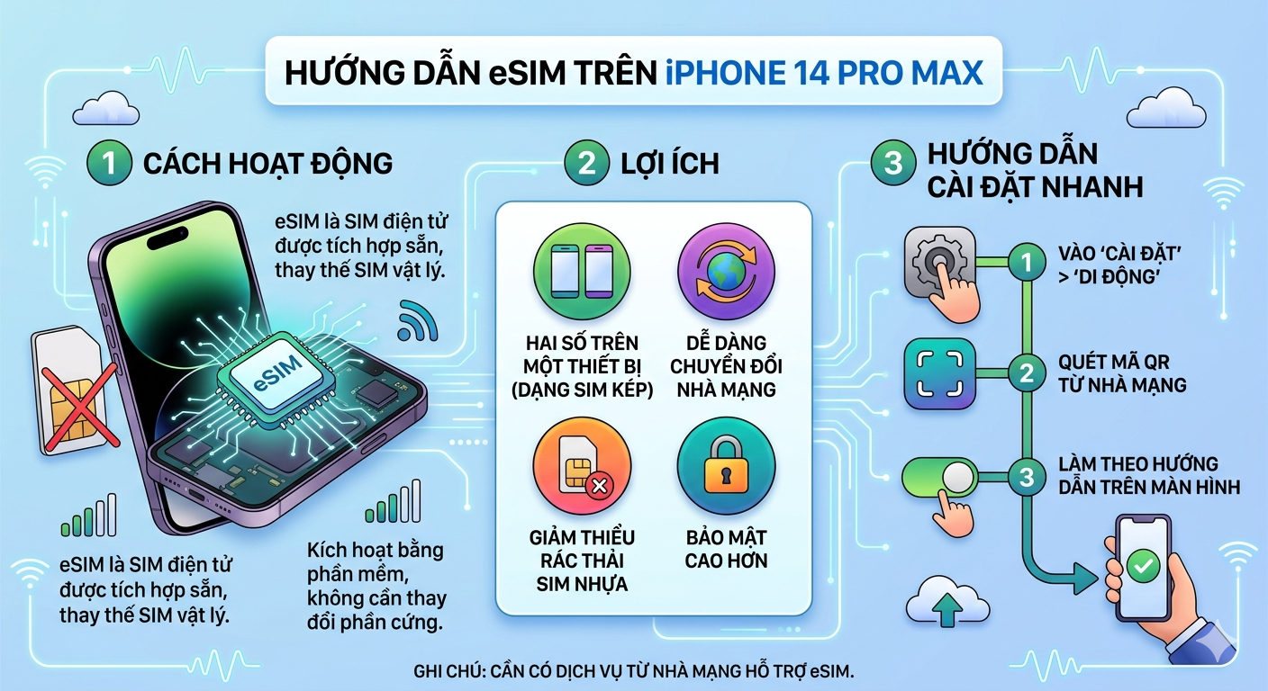 Cách cài eSIM trên iPhone 14 Pro Max
