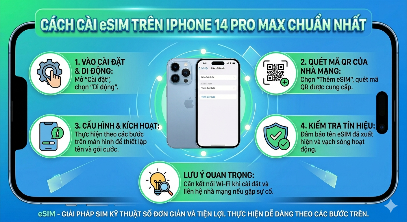 Cách cài eSIM trên iPhone 14 Pro Max