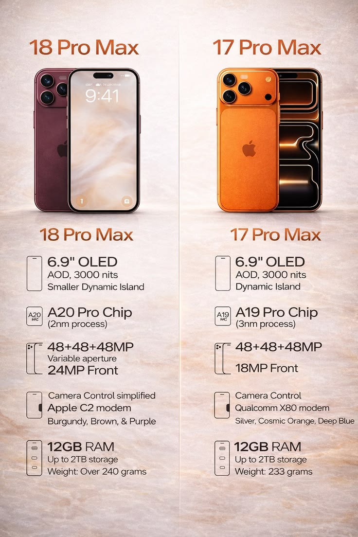 iPhone 18 Pro Max vs iPhone 17 Pro Max